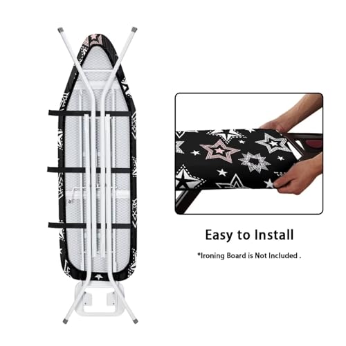 Black Fashion Iron Board Cover with Elastic Edge Large Fits All Standard Size Ironing Board Covers Heavy Duty Pressing Cloth for Ironing Stain Resistant - color: Black Fashion