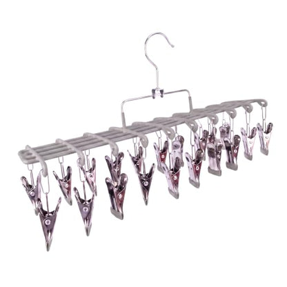 1 Pack Sock Hanger for Drying, Underwear Sock Drying Rack with 20 Clips - color: Gray