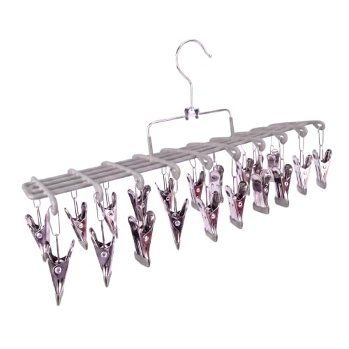 1 Pack Sock Hanger for Drying, Underwear Sock Drying Rack with 20 Clips - color: Gray