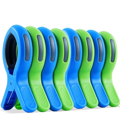 Large Beach Towel Clips for Beach Chair, 8 PCS Heavy-Duty Plastic Clothes Pins, Towel Clips for Beach Chairs Cruise-Keep Your Towel from Blowing Away, Vacation Beach Must Have Beach Chair Clips - color: Blue-green