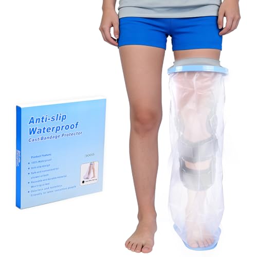 Sumifun Cast Covers for Shower Leg - Waterproof Extra Wide Large - Adult Leg Cast Covers with Non-Slip Padding Bottom, Keep Cast Dry Protection (X-Large) - color: Adult Long Leg（10 Inch）