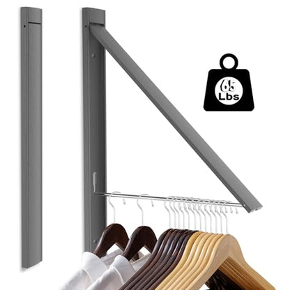 Foldable Wall Mount Drying Rack, 65lb, Space Saving Gray - color: Gray