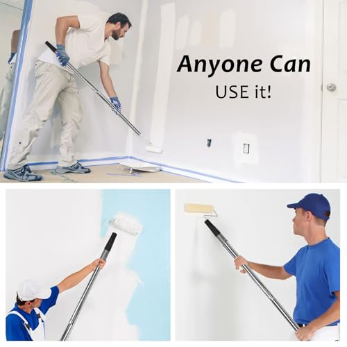 Paint Roller Extension Pole, Multi-Purpose Telescopic Extension Pole, Extensions Poles with Tapered Adapter for Cleaning, Feather Duster, Window Washing Kit (0.88, Pounds)