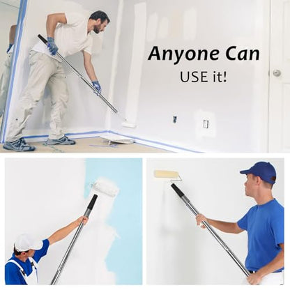 Paint Roller Extension Pole, Multi-Purpose Telescopic Extension Pole, Extensions Poles with Tapered Adapter for Cleaning, Feather Duster, Window Washing Kit (0.88, Pounds)