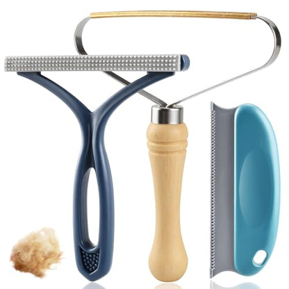 Pet Hair Removal Tool 3 Pack Dog Cat Hair Remover Carpet Scraper Rake Fur Removal Brush Lint Remover Shaver for Car Furniture Couch