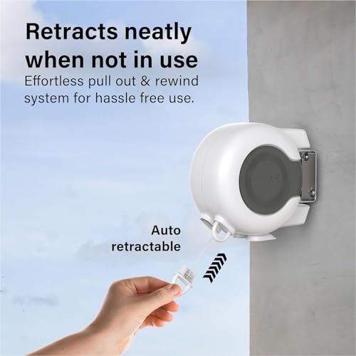 Retractable Double Clothesline – 49 ft x 2 Heavy Duty Clothes Line for Indoor & Outdoor Use, Dual Laundry Line with Easy Installation (White) - color: White
