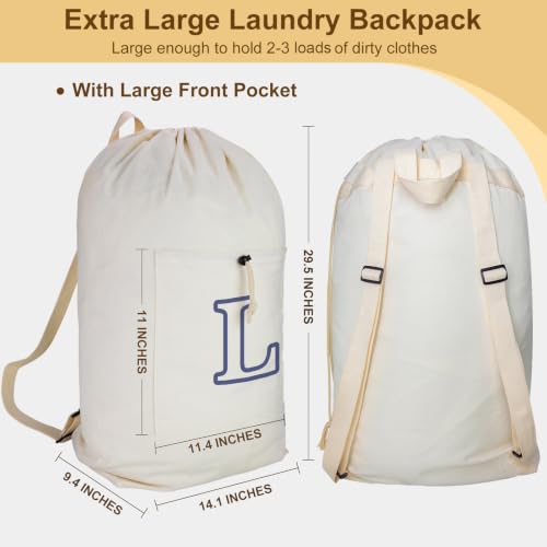 Laundry Bag Backpack Personalized Initial Canvas Laundry Bag, Letter L - color: Letter L, size: X-Large