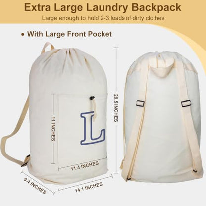 Laundry Bag Backpack Personalized Initial Canvas Laundry Bag, Letter L - color: Letter L, size: X-Large
