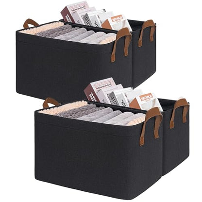 CHICVITA 30L Large Fabric Closet Baskets for Shelves, 4Pack, Black - color: Black 4-Pack, size: 16 ¾" L x 11" W x 9 ¾" H