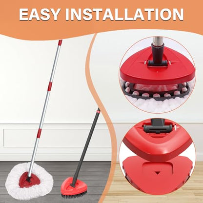 Fatmass Spin Mop Head Replacement for O Cedar EasyWring 1-Tank System, 2 Mop Replace Heads + 1 Upgrade Scrubber Brush, Microfiber Mop Refills Deep Cleaning Machine Washable - color: White (2 Mop Heads+1 Brush)