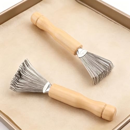 2Pcs Hair Brush Cleaner Tool,Wooden Handle Wire Lint Remover for Hair Brushes,Portable Hair Remover Brush for Cleaning Hair,Dust & Lint from Brushes,Combs & Upholstery