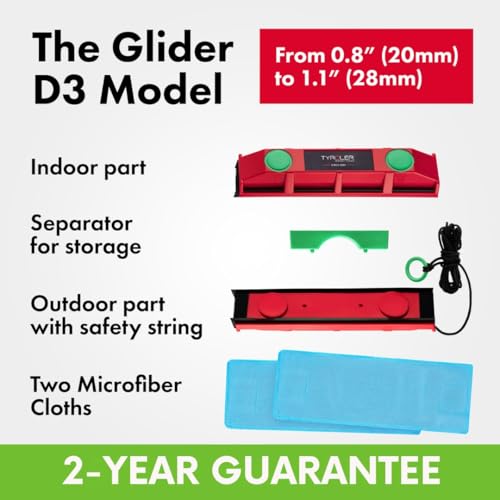 Tyroler Magnetic Window Cleaner Tool Fits Windows 0.8"-1.1" | The Glider D3 - size: Double-Glaze Fit 0.8"-1.1"