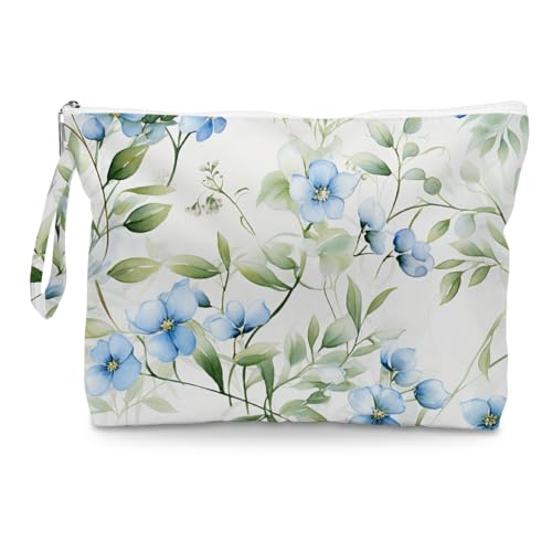 Fokongna Floral Print Wet Bag, Small Portable Waterproof Multi-Functional Organizer for Women, Sky Blue White Wildflower, Ideal for Daily, Beach & Travel - color: Sky Blue White Wildflower