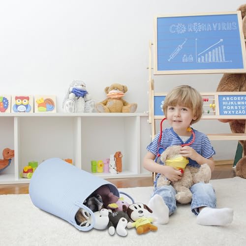 XUANGUO Cotton Rope Laundry Basket Hamper for Clothes, light blue - color: light blue, size: Regular