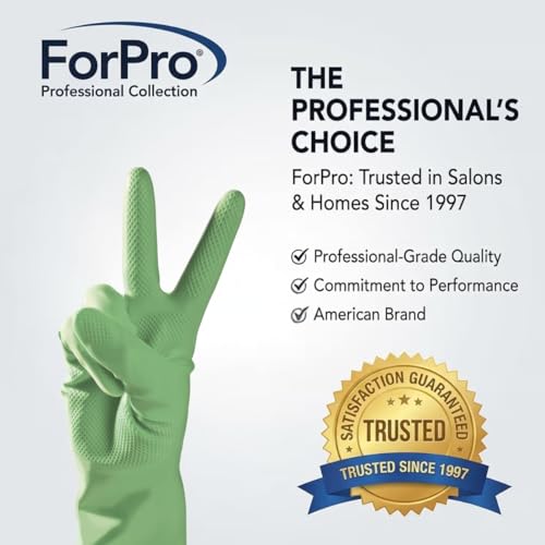 ForPro Natural Rubber Gloves, 6 Pairs Reusable Multi-Purpose Household Cleaning Gloves with Soft Inner Lining, Waterproof & Chemical-Resistant, Lime Zest, Large - color: Lime Zest, size: Large