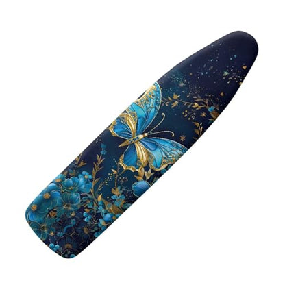Blue Butterfly Ironing Board Cover with Elastic Edge Non Stick Scorch Stain Resistant Cover Heavy Duty Iron Pad Covers Standard Boards with Hook and Loop Fastener Strap - color: Blue Butterfly