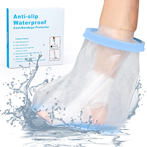 Sumifun Waterproof Foot Cast Covers for Shower Adult with Non-slip Padding Bottom, Watertight Ankle Cast Protector Keep Wounds Dry - color: Adult Short Foot（6.5 Inch）