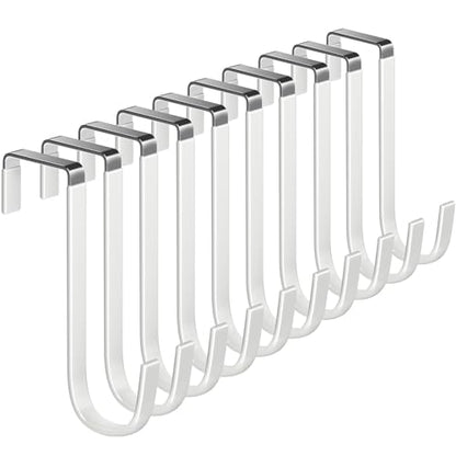Mars-Rock Single Over Door Steel Hooks 10 Pack Fit 1-3/8" Door 5.5" White - color: F: 10Pack 5.5"Length
