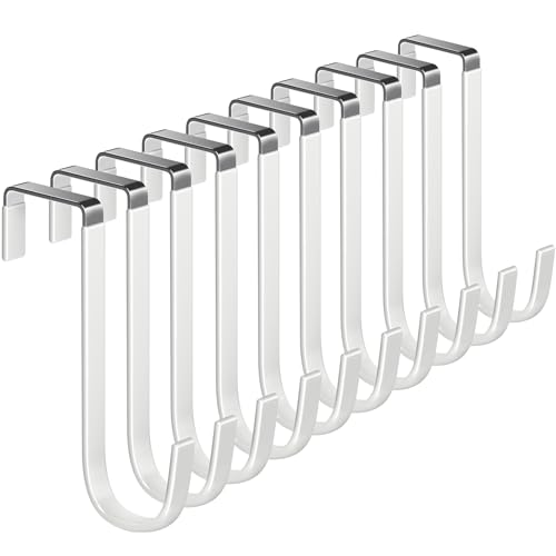 Mars-Rock Single Over Door Steel Hooks 10 Pack Fit 1-3/8" Door 5.5" White - color: F: 10Pack 5.5"Length
