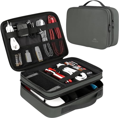 MATEIN Travel Electronics Organizer Case, Large Cable Storage Bag, Grey - color: Grey, size: Large