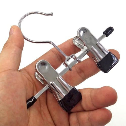 Adjustable Stainless Steel Shoe Rack Pants Folder Multi-Functional Portable Travel Laundry Washing Machine Rack Hooks Socks Clip Boot Hanger Set of 6 (6) - color: 6