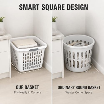 White Laundry Basket 6-Pack, 1.5 Bushel Square with Handles - color: White 6PCS