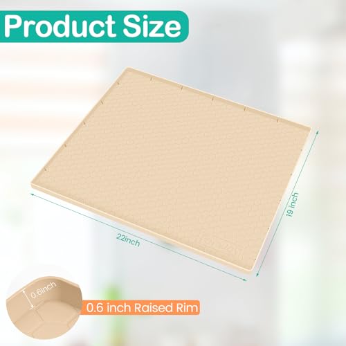 Silicone Under Sink Mat, 22"x19", Waterproof Cabinet Liner, Beige - color: Beige, size: 19"W x 22"L