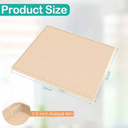 Silicone Under Sink Mat, 22"x19", Waterproof Cabinet Liner, Beige - color: Beige, size: 19"W x 22"L