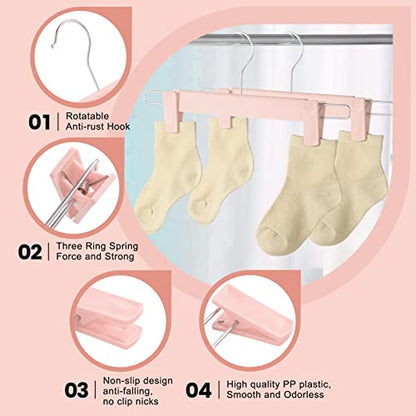 20 Pack Pants Hangers with Adjustable Non-Slip Clips Anti-Rust Hanging Hook for Trouser,Skirts,Jeans,Clothes Hangers Pink - color: Pink, size: 20 Pack