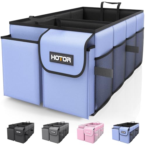 HOTOR Trunk Organizer - Foldable Car Organizer for SUVs & Sedans Storage - color: Blue, size: Medium (2 Compartments)