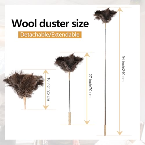 Extendable Ostrich Feather Duster 27-94 Inch, Natural Cleaning Duster Extension Pole Reusable for High Ceilings, Fans, Blinds, Furniture, Interior & Roof Dusting(one Pack) - size: Ostrich Feather