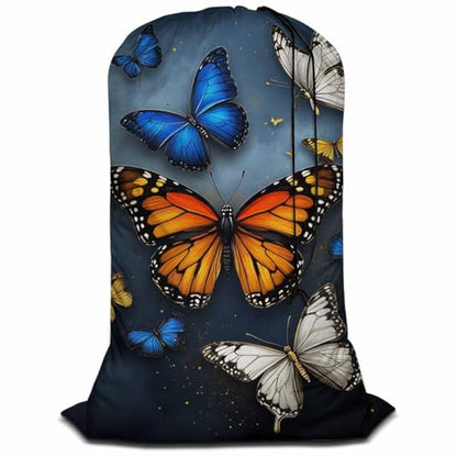 Swono Butterflies Extra Large Laundry Bag with Drawstring Closure 28"x40", 3D Butterfly Flying With Glowing for College, Dorm and Apartment Dwellers - color: Butterflies