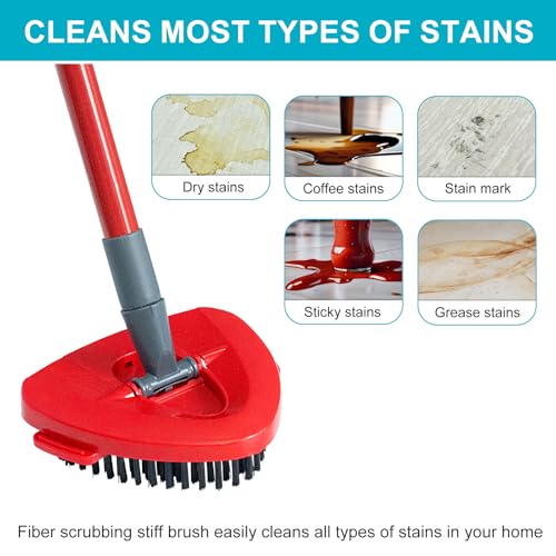 Spin Mop Replace Head, Base, Mop Handle Replacement for OCedar EasyWring 1 Tank System, Include 2 Microfiber Mop Head Replacement, 1 Sturdy Iron 30-58" Mop Handle, 1 Scrubber Head, 1 Spin Base - color: White (1-tank) - 2 Heads, 1 Mop Handle, 1 Base, 1 Bru