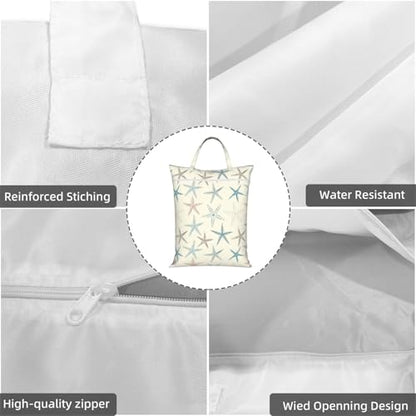 Beach Sea Nave Blue Nautical Starfish Travel Laundry Bags Cloth Diaper Wet Bags Handle Washable Dirty Clothes Bags Wet Dry Bag Suitcase Gym Swimming Pool College Dorm Wet Bag - color: 1 PC30, size: One Size
