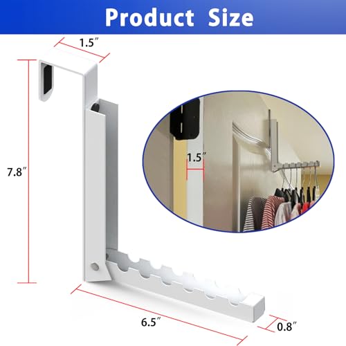 2 Pcs Over The Door Hooks Hanger,Folding Over Door Clothes Drying Laundry Rack Hooks for Hanging Clothes,Over Door Towel Racks with 6 Groves,Hanger for Clothes,Coats,Towels for Bedroom Bathroom -White - color: White-2pcs