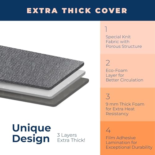 Ironing Board with Iron Rest, Iron Board with 3 Layers Extra Thick Cover, Compact and Space Saver Foldable Ironing Board, Adjustable Height, Easy Storage with Smart Hanger and Lightweight Design - color: Dark Gray, size: 13"x43"