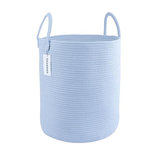 XUANGUO Cotton Rope Laundry Basket Hamper for Clothes, light blue - color: light blue, size: Regular