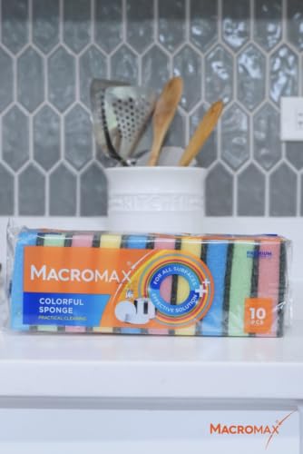 Macromax Dish Sponges 10 Pack, Non-Scratch Kitchen Sponge Set