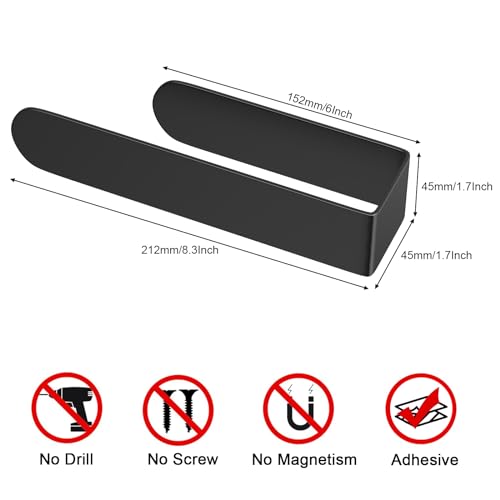 HUFEEOH Hand Towel Holder, Black Hand Towel Bar, Stainless Steel Self Adhesive Bathroom Towel Bar Stick on Wall (Pack of 2) - color: Black, size: 8 Inch (Pack of 2)