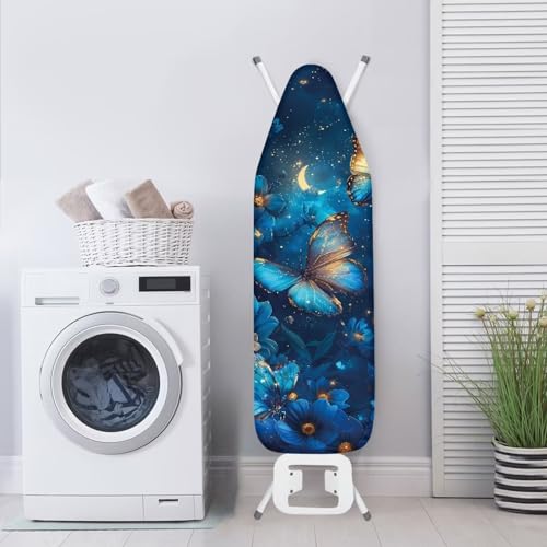 Blue Butterfly Ironing Board Cover, Resist Scorching and Staining, 15x54 Heavy Duty Iron Pad Covers Standard Boards with Elastic Edges - color: Blue Butterfly 2
