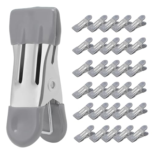 Clothes Pins Heavy Duty, 30 Pack, 2.17 Inch Metal Chip Clips, Gray - color: Gray