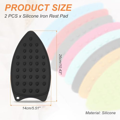 PATIKIL Silicone Iron Rest Pad, 2 Pcs Multipurpose Hot Heat Resistant Iron Rest Plate Protective Pad for Ironing Board Hot Resistant Steamer Steam Compact Mat, Black - color: Black