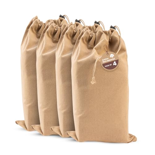 LFH Cotton Rich Shoe Storage Bags with Drawstring, Dustproof Breathable Reusable Organizer, Perfect For Travel, Dorm, Hotel, College, Gym, Easy to Carry, Machine Washable 8"x17" (Pack of 4) - Beige - color: Beige, size: 8"x17" (Pack of 4)
