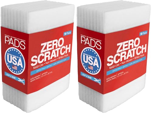 20 Pack of 6 x 9 White Non Scratch Non-Woven Pads for Buffing Cleaning Polishing and Multi Purpose Use in Your Home Workshop or DIY Garage Shop - color: White, size: 6" x 9" (Pack of 2)