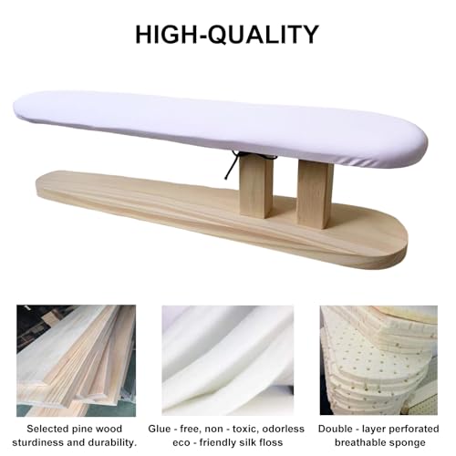 Tabletop Ironing Board Padded Small Ironing Board with Wooden Base, Chest & Sleeve Ironing Boards for Tailor, Household, Laundry Room, Apartment - size: Long