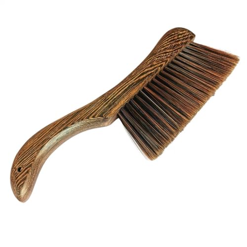 Hand Broom Brush, Dust Brush for Cleaning, Wood Block Hand Brush, Soft Bristle Cleaning Brush for Car Bed Furniture Clothes Garden Couch Draft (Curved Handle)