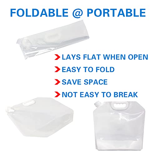 Soddeph Collapsible Water Container Bag, BPA Free Food Grade Clear Plastic Storage Jug for Sport Camping Riding Mountaineer,Freezable, Food Grade (8-pack-2.6Gal) - style: 8-pack-2.6Gal
