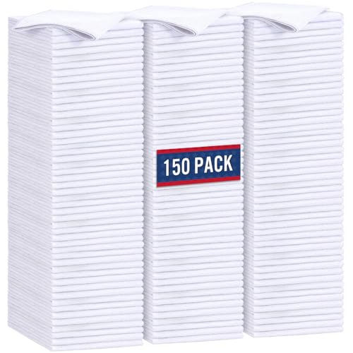 GLIMGLINT Microfiber Cleaning Cloth, 150 Pack Towels for Cars 14 X12 Inch - color: White