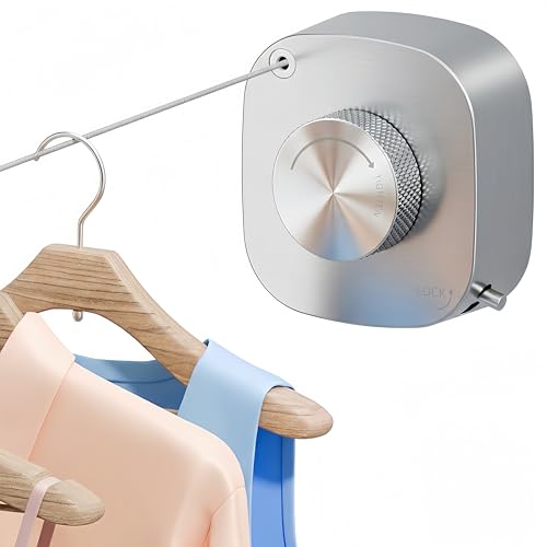 FORIOUS 13.8 Ft Retractable Clothesline, Non-Sagging (Stainless Steel) - color: Stainless Steel