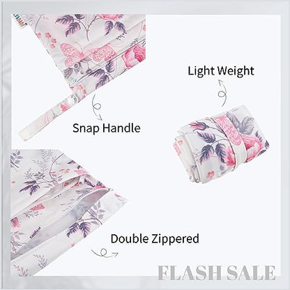 ALVABABY 3 Pack Wet Dry Bags for Cloth Diapers, Swimsuits & Gym Clothes, Waterproof Reusable Baby Diaper Bag with 2-Zippered Compartments, Hanging Strap, Machine Washable, Small/Medium/Large for Dayca - color: Flowers
